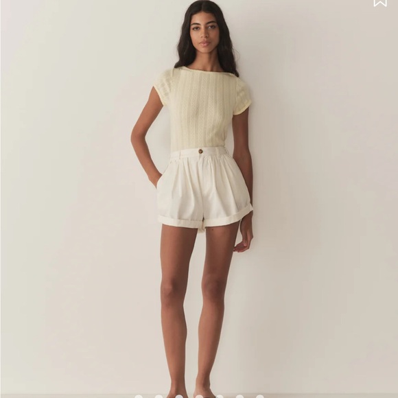 DOEN PAULINE TEE IN CREME CITRON QUELLE JOLIE POINTELLE *NWT* - Picture 5 of 11